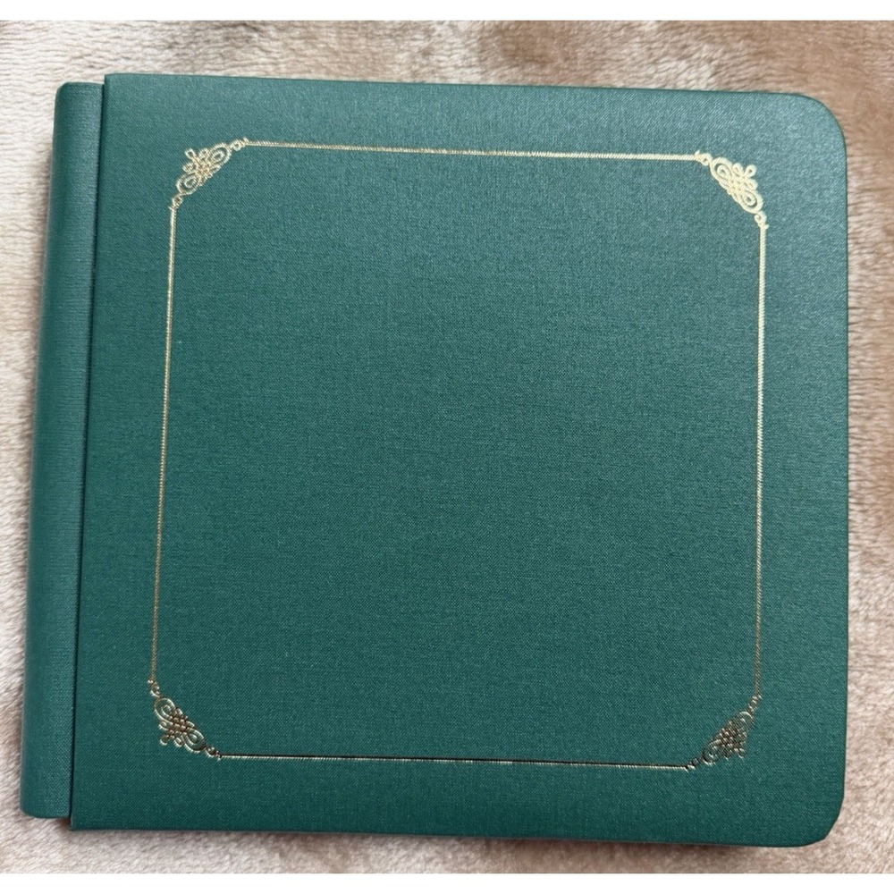 Creative Memories Album 7x7 Green Retired Scrapbook with Pages Gold Foil
